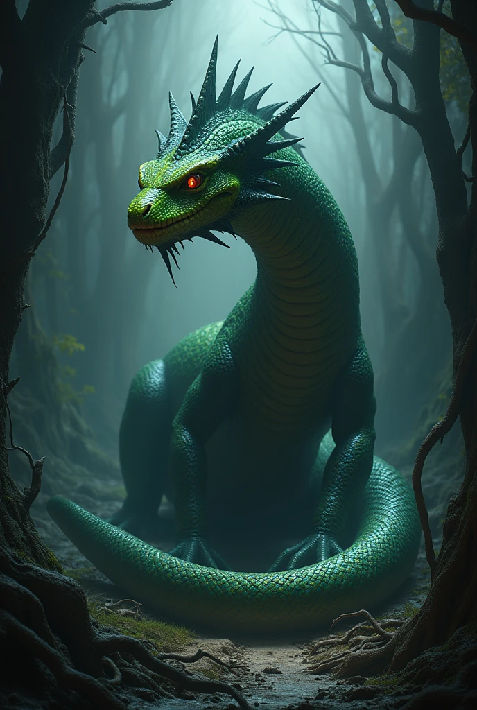 I would like you to create an image of Basilisk according to all the information that is on the internet