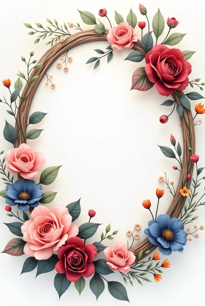 Create a different design of beautiful floral photo frame in a circular form like original, decent and breathtaking 