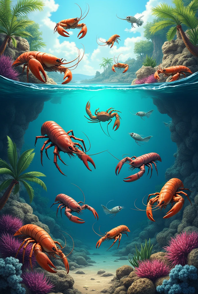 Create a puzzle with each ecosystem in which crustaceans are found