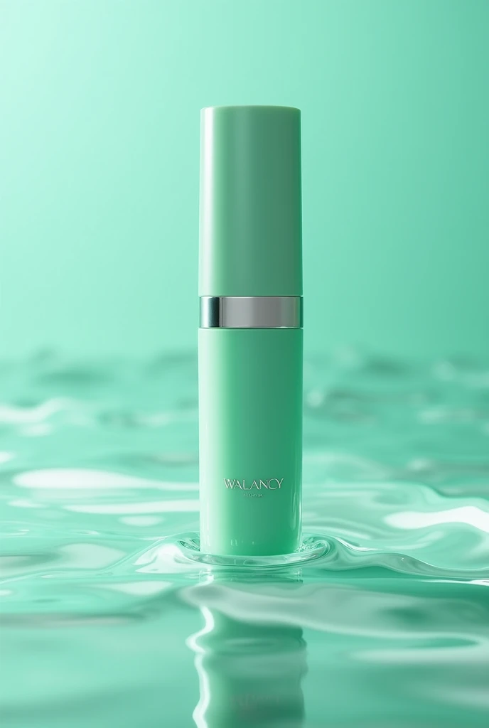 A photo of lip gloss for a brand called walancy, in water green packaging