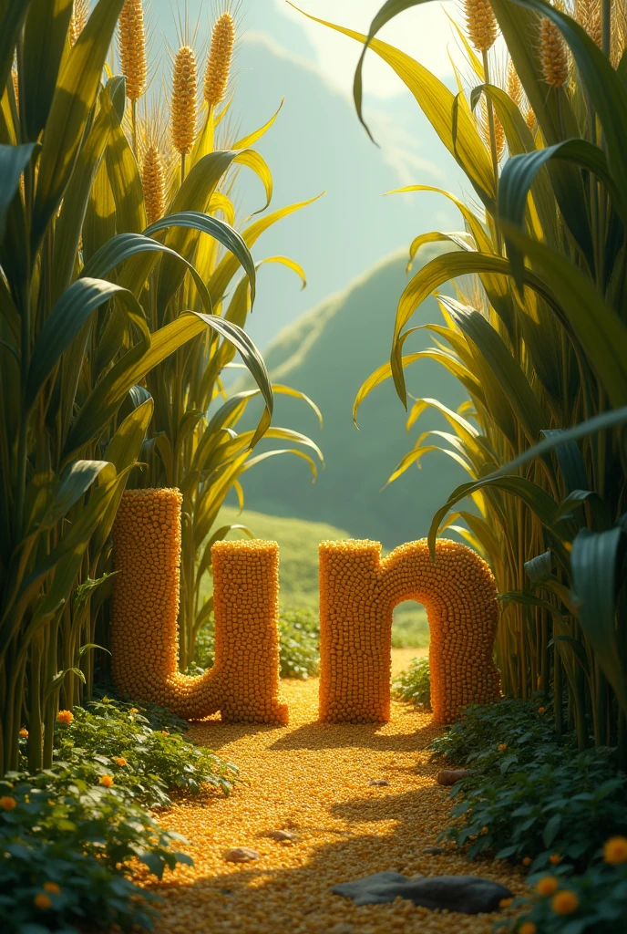 The following letters made with corn letters: 
     UNKNOWN SANCTUARY