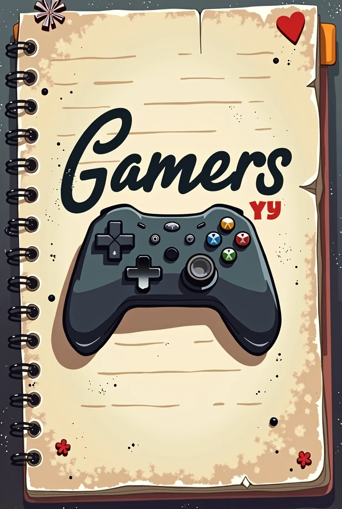 I want you to send me a picture/Create logo. 1. It should be designed like a diary on a blank page where you can see a controller and my channel name “Gamers YY Diary”
