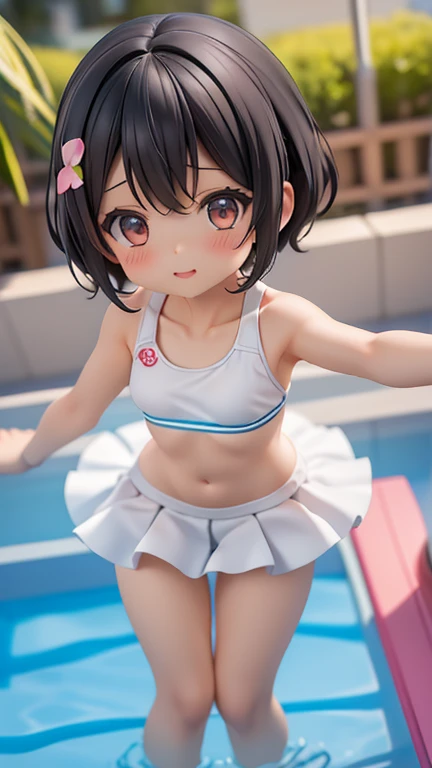 Swimwear、セパレートSwimwear、Girl、Girl、Mini character、、small、Black Hair,、The forehead is visible、Forehead、whole body、
