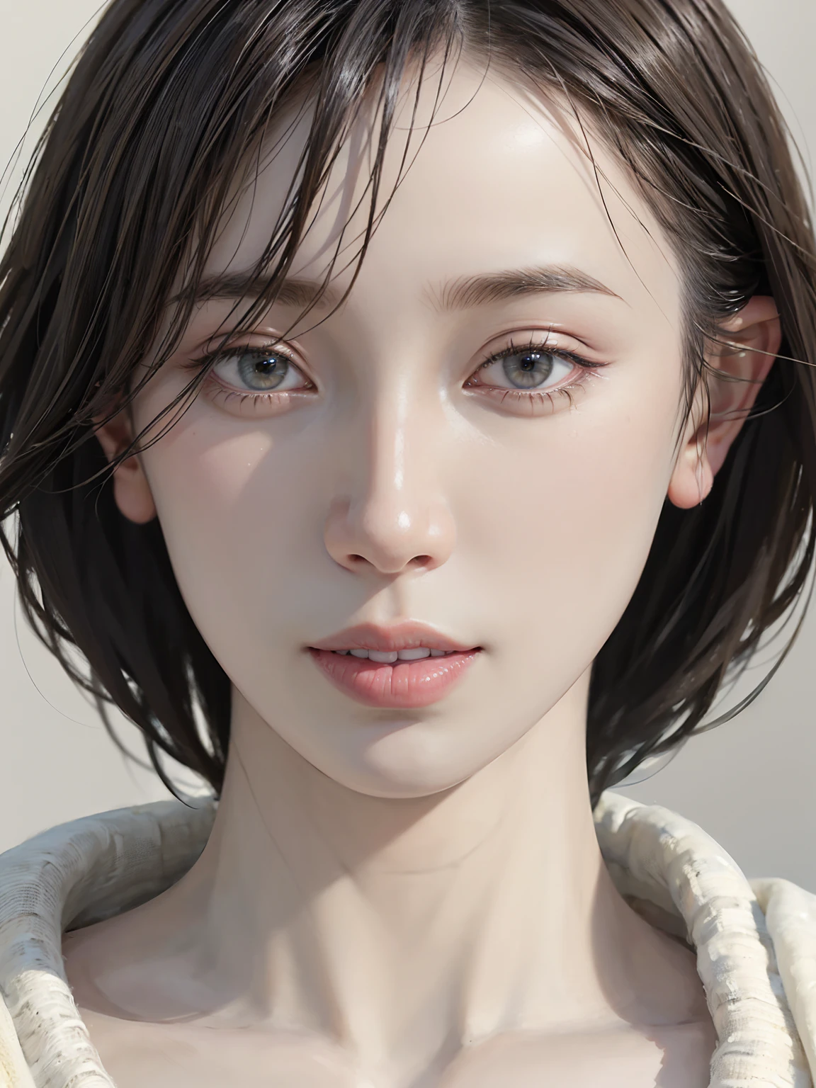 (masterpiece:1.3), (8k, Realistic, RAW Photos, Highest quality: 1.4), Cinema Lighting、(One mature woman), Beautiful Face, (Realistic Face), (Black Hair, short hair:1.3), Beautiful hairstyle, Realistic eyes, Beautiful attention to detail, Japanese Model、Bust Shot、(Realistic Skin), Beautiful white skin, (Thin sweater), delicate textures、Absurd, Charm, Ultra-high resolution, Ultra-realistic, Very detailed, Golden Ratio、ephemeral、Transient,