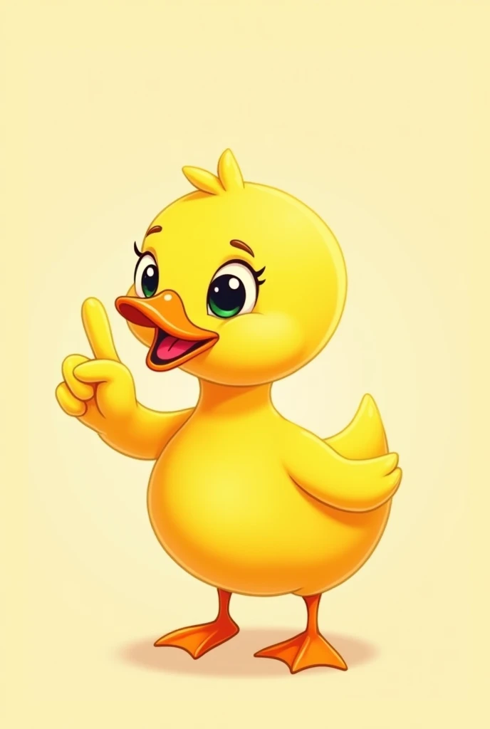 cartoon yellow Duck, showing number 1 with his fingers