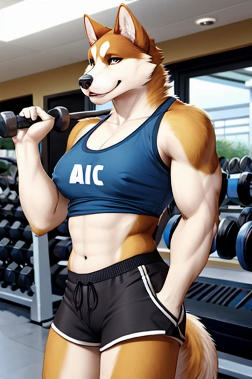 Akita inu short shorts gym 