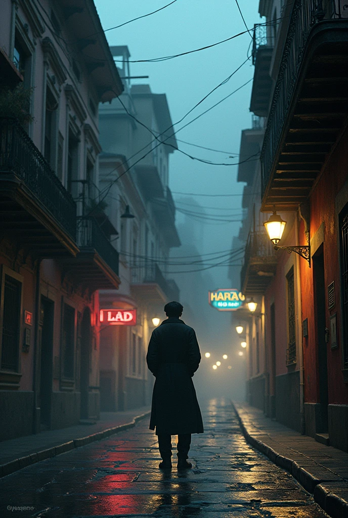 Great! To sum up:
- **Backdrop**: Dark, gritty cityscape or a spain street.
-