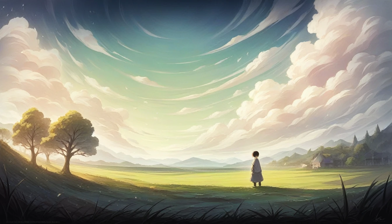 a picture of a house in the middle of a field under a cloudy sky, a digital painting inspired by Atey Ghailan, trending on Artstation, magical realism, anime art wallpaper 4k, anime art wallpaper 4 k, anime art wallpaper 8 k, anime background art, beautiful anime scene, amazing wallpaper, anime wallpaper 4 k, anime wallpaper 4k, anime background