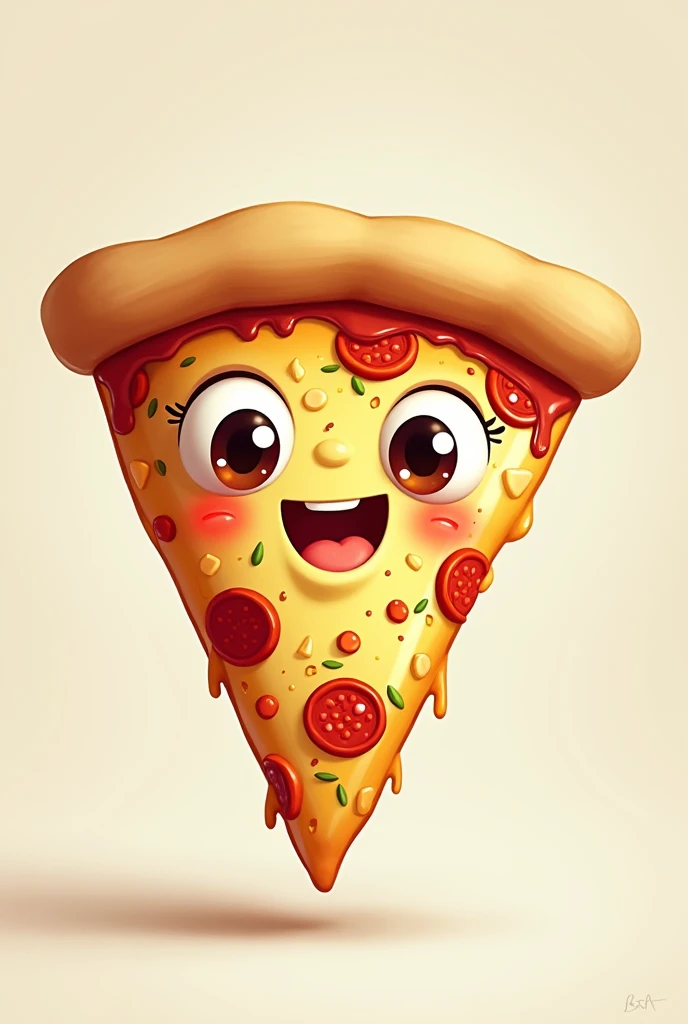 Pizza without foots with cute face