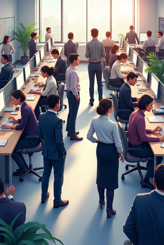people in an office working