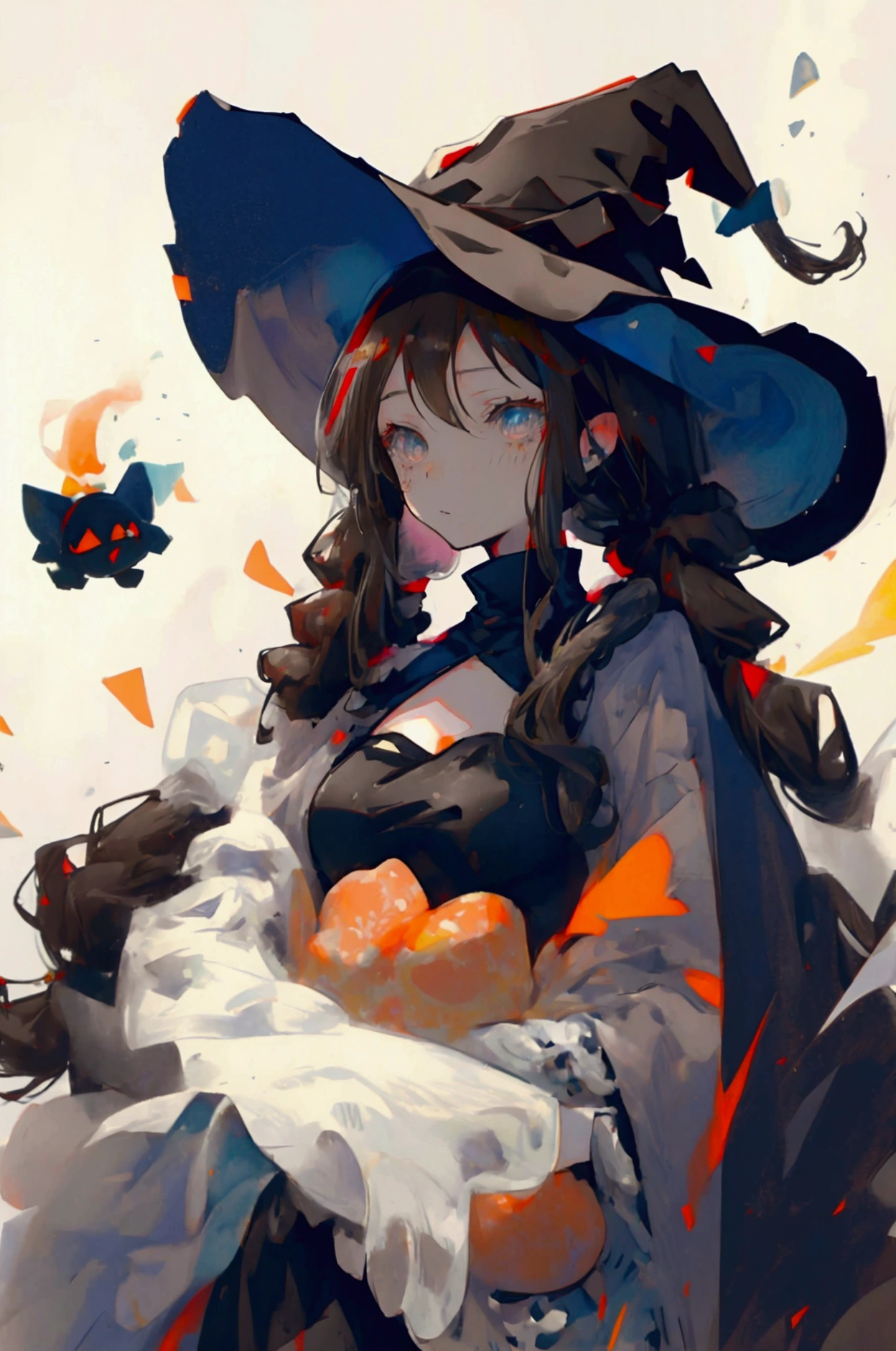 Black Hat,Brown Hair,long hair,low twintails,witch,