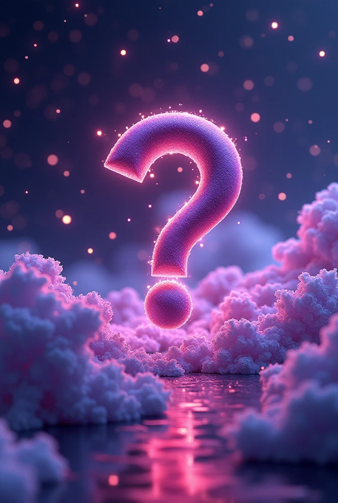 image of a purple starry sky with 3d question mark