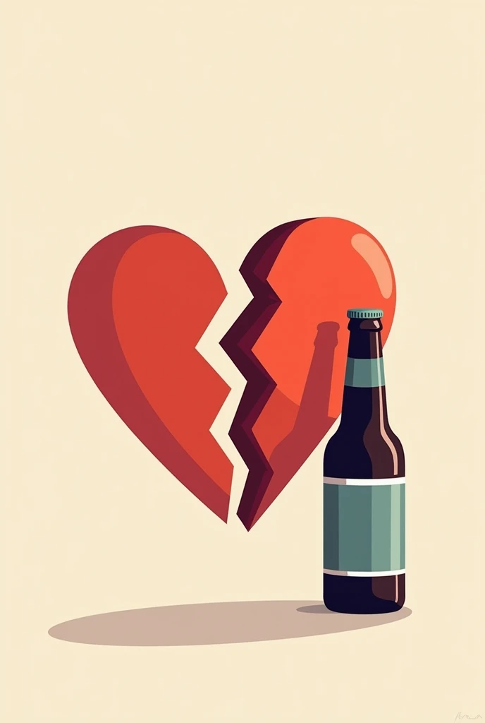 vector of a broken heart being mended by a beer
