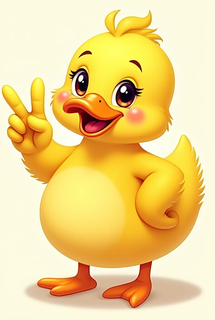cartoon yellow Duck, showing ((number 3)) with his fingers