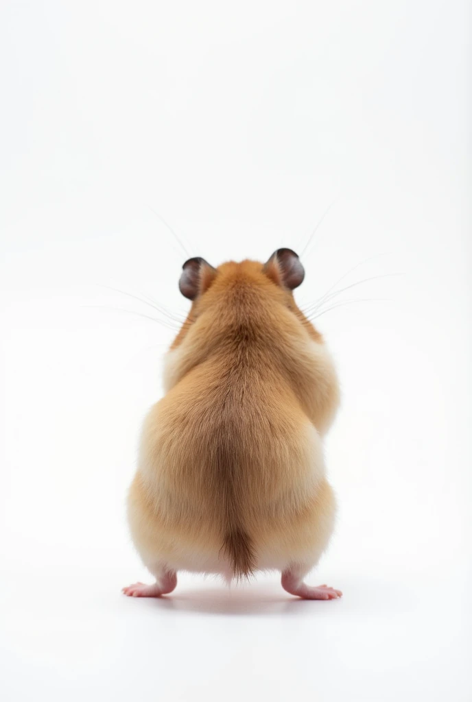 Hamster animal seen from behind White background