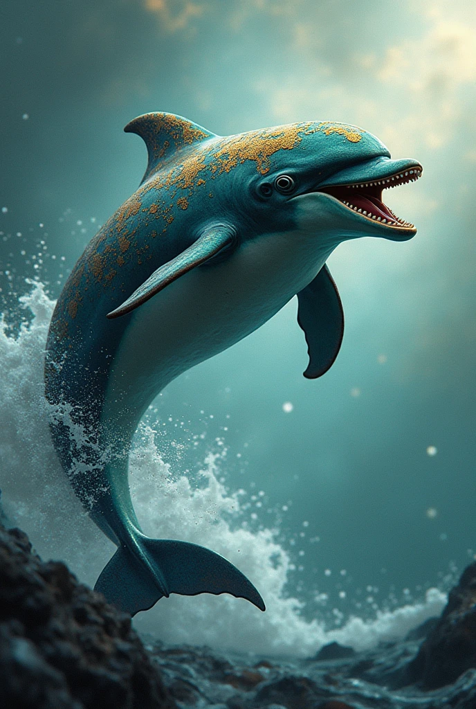 “A dolphin with bright and vibrant colors, but with an extremely masculine touch