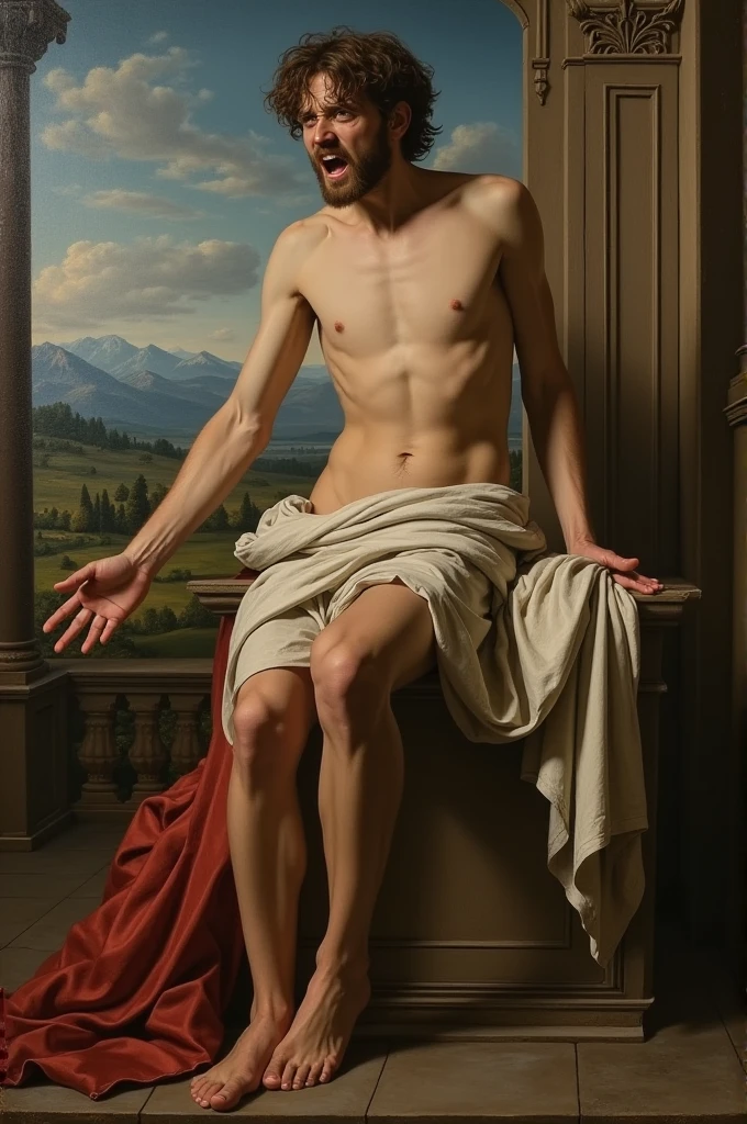 Make a painting in the style of Michelangelo and Da Vinci. Theme of heartbreak
