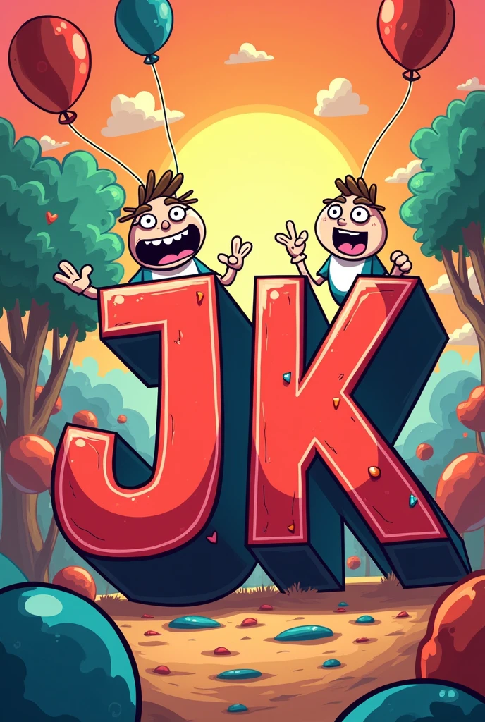 Create an art channel banner with the name JK, funny comedy