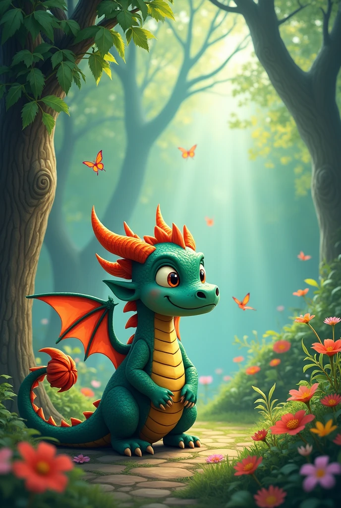 .
The Dragon and the Magic Flower Once upon a time, In a distant kingdom, un pequeño dragón llamado Dragon. Unlike other dragons, Dragon no era temido ni feroz. He was a friendly dragon who loved flowers and butterflies.. He lived in a cave on top of a mountain, surrounded by a beautiful garden that he cared for with great care.
One day, mientras Dragon estaba regando sus plantas, noticed that one of her favorite flowers, the Star Flower, was withering. worried, He quickly flew to the valley in search of help.. There he found a wise old woman, what did he say to her:
—To save your flower, You need to water it with water from Lake Espejo, which is located in the heart of the Enchanted Forest. But be careful, because the forest is full of trials and challenges.
Determined to save his flower, Dragon se adentró en el Bosque Encantado. First, He had to cross a stone bridge guarded by a sleeping giant.. Dragon, with its small size and cunning, He managed to cross the bridge without waking the giant..
Later, He found himself in a maze of trees that changed places every time he tried to pass through.. Dragon, using his fire breath, He burned a small branch and used it as a torch to light his way.. So, managed to get out of the labyrinth.
Finally, arrived at Mirror Lake. The water of the lake was so clear that it looked like a mirror., and on its surface, Dragon vio reflejada la imagen de su flor marchita. Carefully, He filled a jug with the magic water and flew back to his garden..
Back on the mountain, Dragon vertió el agua sobre the Star Flower, which immediately began to glow with a golden light. The flower not only regained its splendor, but it also became magical, otorgando al jardín de Dragon una belleza eterna.
Since then, Dragon vivió feliz cuidando su jardín, and everyone in the kingdom came to him in search of his magic flowers. So, The little dragon became the protector of the most beautiful and magical garden in the entire kingdom..
And colorin, colorado, This story is over