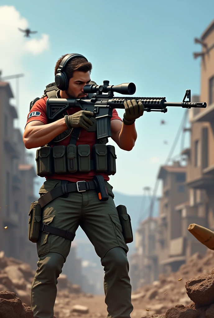 When free fire character Adam hold AWM