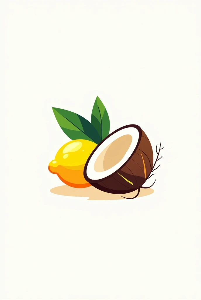 A logo themed with coconuts and lemons on a white background