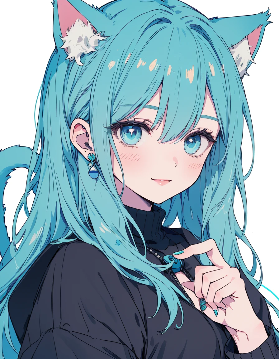 darts bar, smile, mini character, ((masterpiece, best quality:1.5)), ((Beautiful detailed cat aqua eyes:1.2)), cat ears, pale skin, medium breasts, beautiful hands, beautiful fingers, EasyNegative