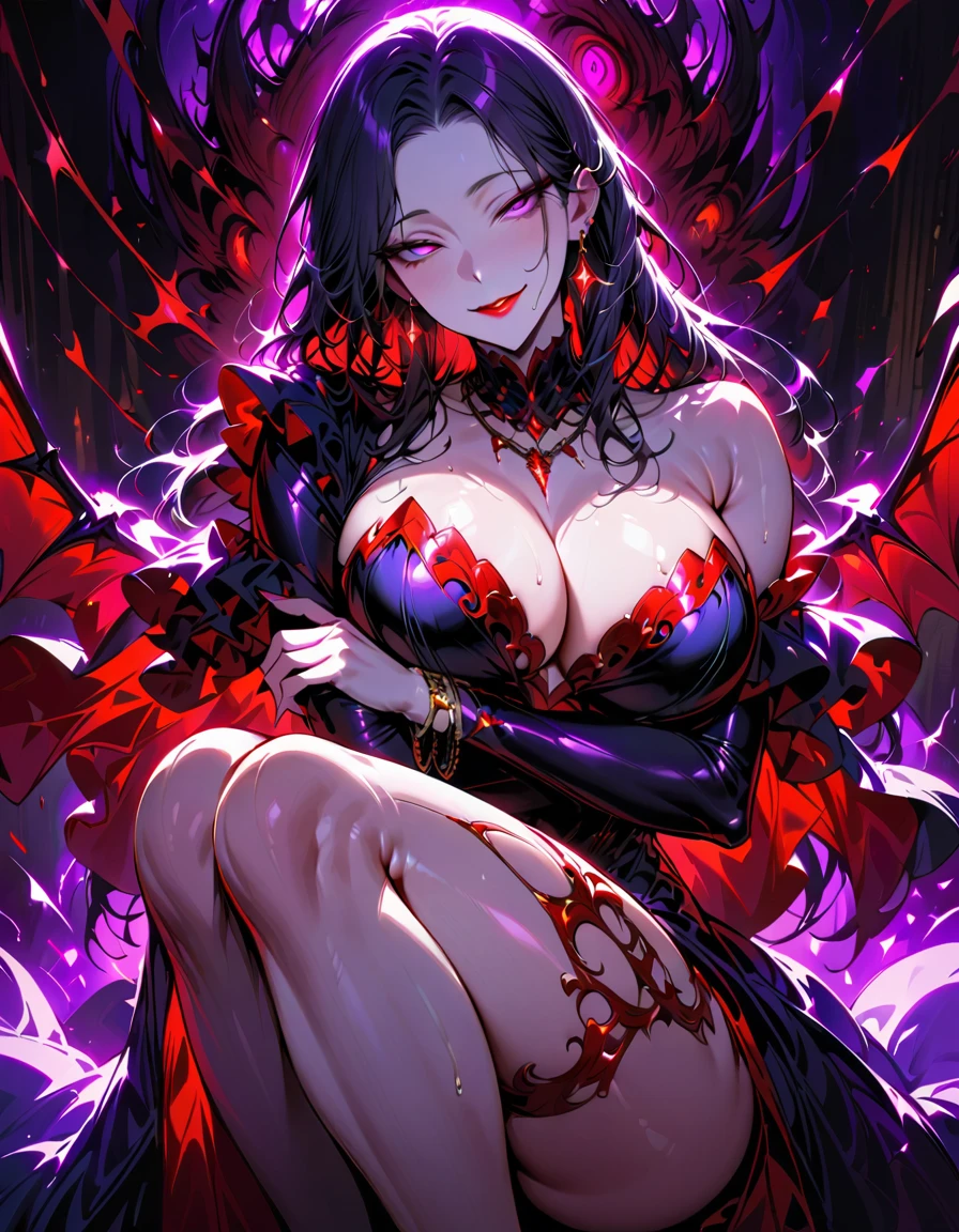 
A young and beautiful woman and a mature and seductive woman,(Highest quality,Extremely detailed depiction,Incredibly absurd high resolution,Anatomically accurate depiction,Curvy Legs,Vertically drawn pupils,Shiny skin,Porcelain-like skin),(Succubus Mother and Daughter),(Elegant Gala Dresses,Fluffy Dress,Conservative dress,Gorgeous)eyelash,Sweat,(Glowing purple eyes,Crazy Eyes,Large Breasts,A seductive smile,lustrous red lips,Flashy makeup,A seductive gesture by two people:1.3,Two people hugging each other:1.3,Half-closed eyes:1.5),Luxury accessories,earrings,necklace,Bracelet,whole body,