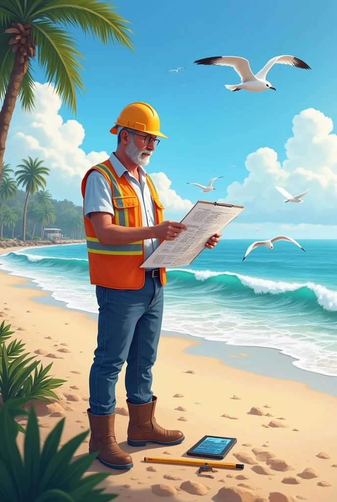 Civil engineer on the beach 