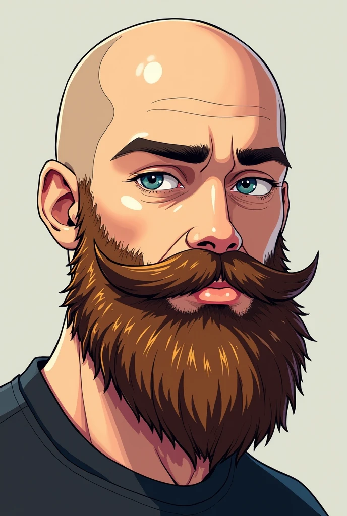 bald avatar, with real anime style beard