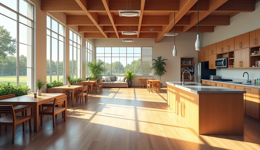 This is a two-story dormitory for baseball players, designed in an American style with excellent natural lighting. The first-floor common area is very bright, featuring a living room, kitchen,