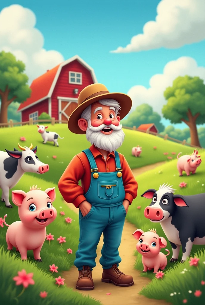 Here’s the classic version of "Old MacDonald Had a Farm":
**Old MacDonald had a farm,**
**E-I-E-I-O.**
**And on that farm, he had a cow,**
**E-I-E-I-O.**
**With a moo moo here, and a moo moo there,**
**Here a moo, there a moo, everywhere a moo moo,**
**Old MacDonald had a farm,**
**E-I-E-I-O.**
**Old MacDonald had a farm,**
**E-I-E-I-O.**
**And on that farm, he had a pig,**
**E-I-E-I-O.**
**With an oink oink here, and an oink oink there,**
**Here an oink, there an oink, everywhere an oink oink,**
**Old MacDonald had a farm,**
**E-I-E-I-O.**
(