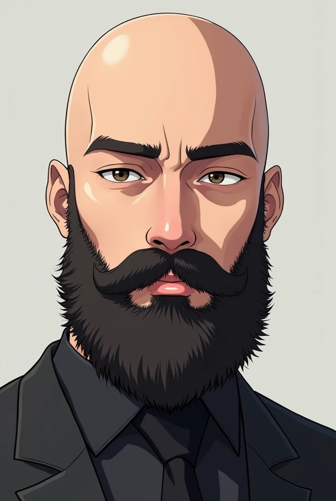 bald avatar, with photorealistic anime style beard