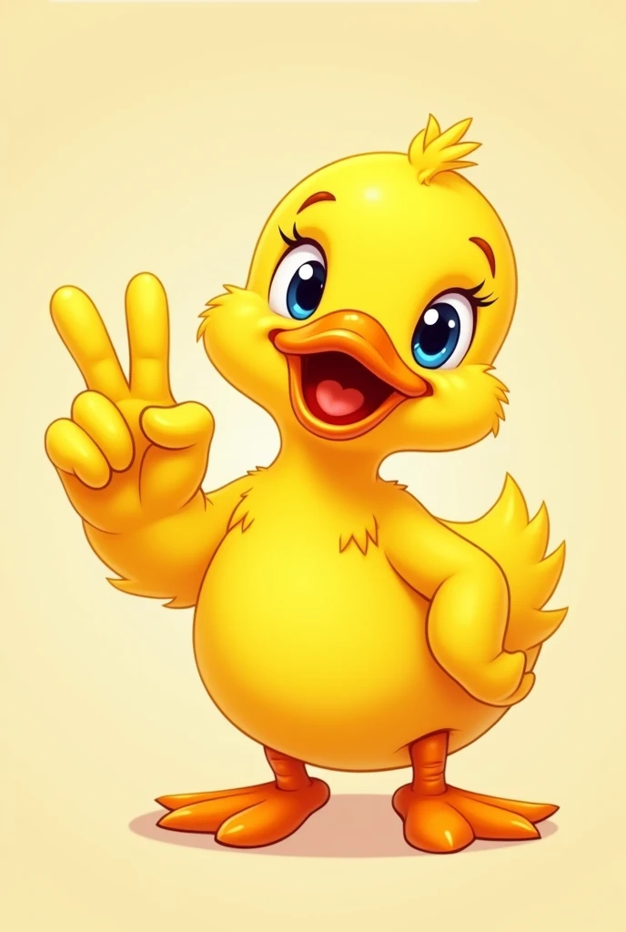 cartoon yellow Duck, showing ((number 3)) with 3 fingers

