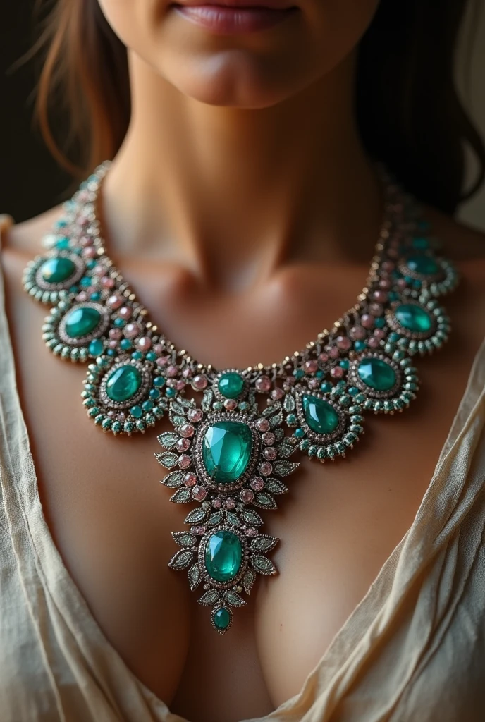 Create a beautiful 2100-year-old necklace with the newest style of small gemstones.