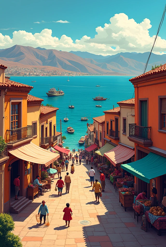 I want the city of Copacabana in Bolivia in drawing