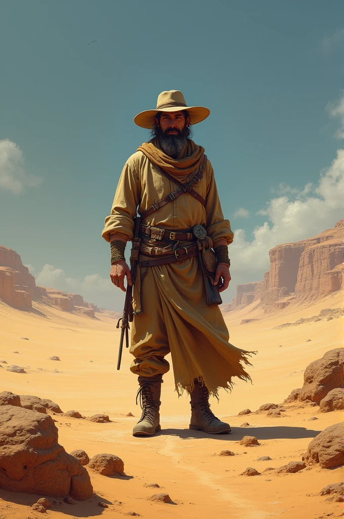 Make a man in a big dessert