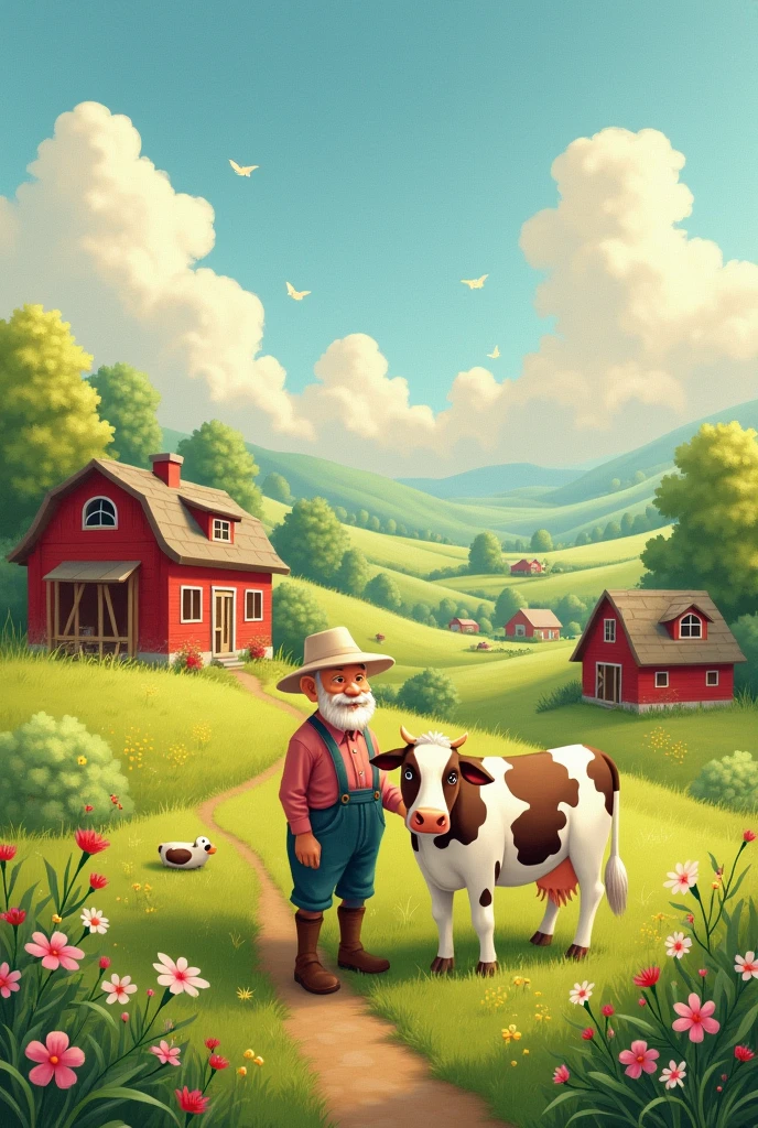 **Old MacDonald had a farm
**And on that farm, he had a cow
**E-I-E-I-O.**
**With an moo moo here, and an moo moo there,**