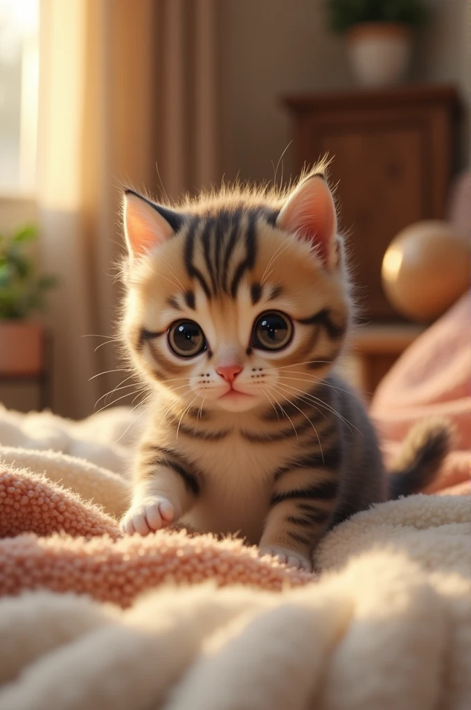 Cute and cute chubby kitten stealing
