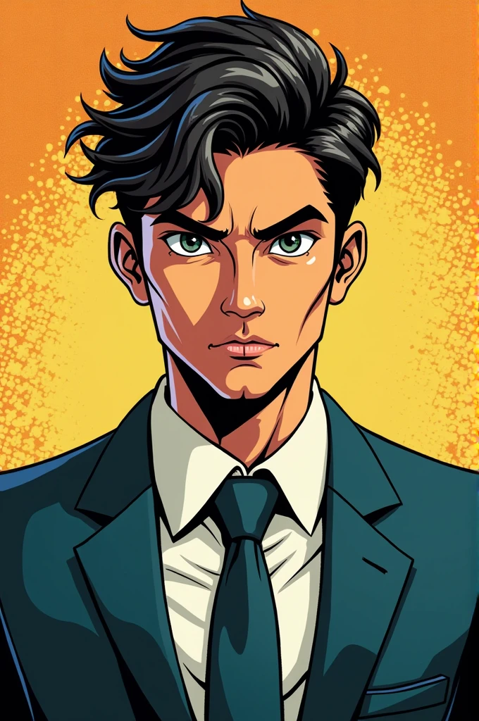 Generate a comic character named Aditya who has introvert personality and good looks, he has rude behaviour but nice heart. He doesn't talk when it is necessary. Generate the character in comic style and describe him in a box.