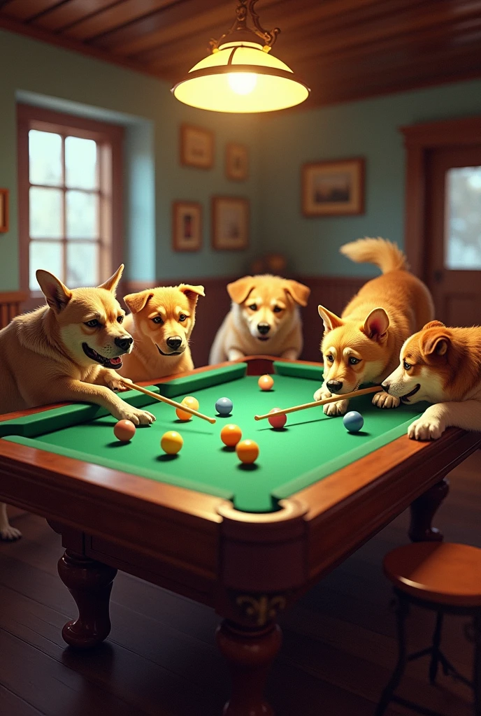 DOGS PLAYING VILLAR POOL





