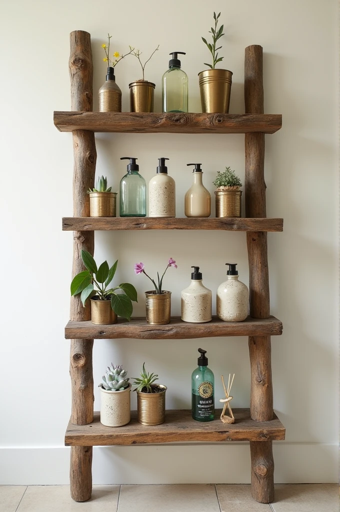 Create a bathroom shelf with recyclable objects