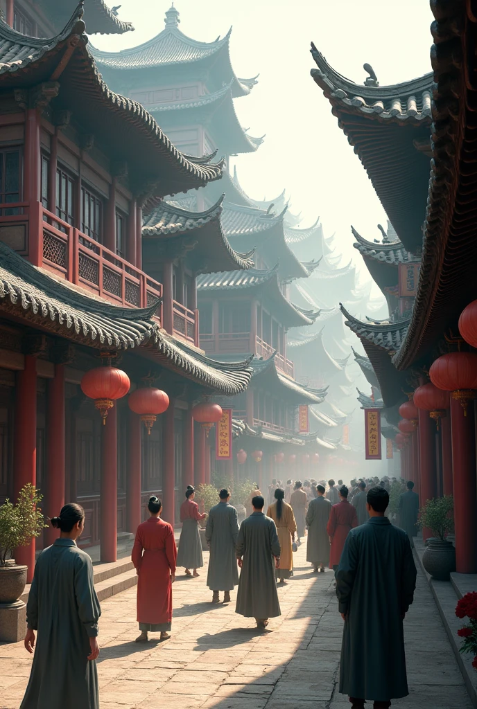 best quality,masterpiece,Ultra-high resolution,(photoactual:1.4)1 Ancient Chinese Street Scene