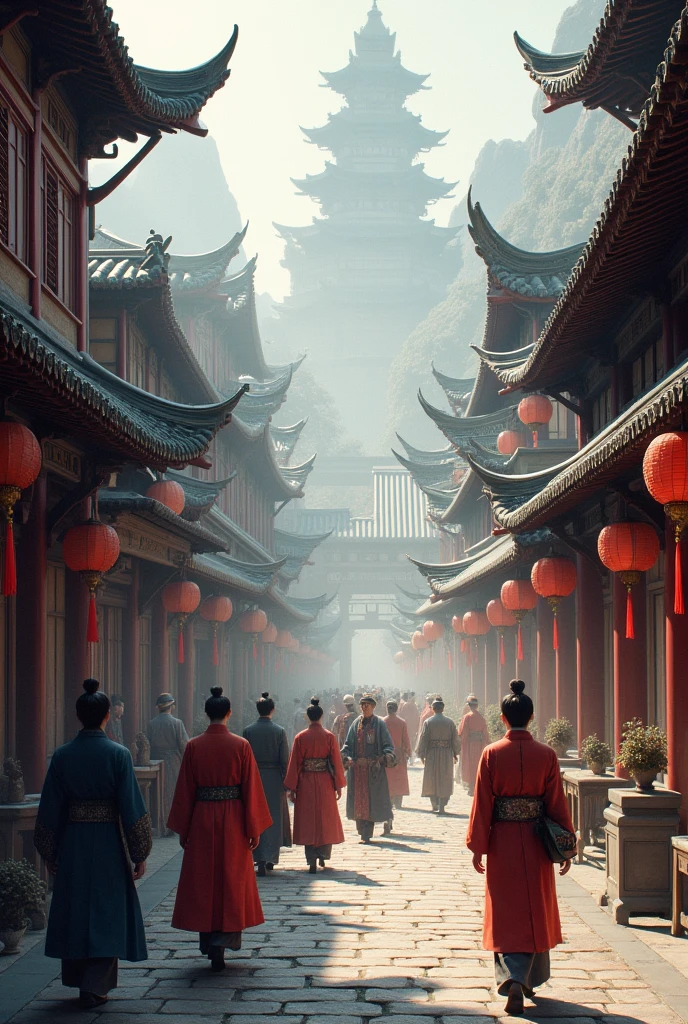 best quality,masterpiece,Ultra-high resolution,(photoactual:1.4)1 Ancient Chinese Street Scene