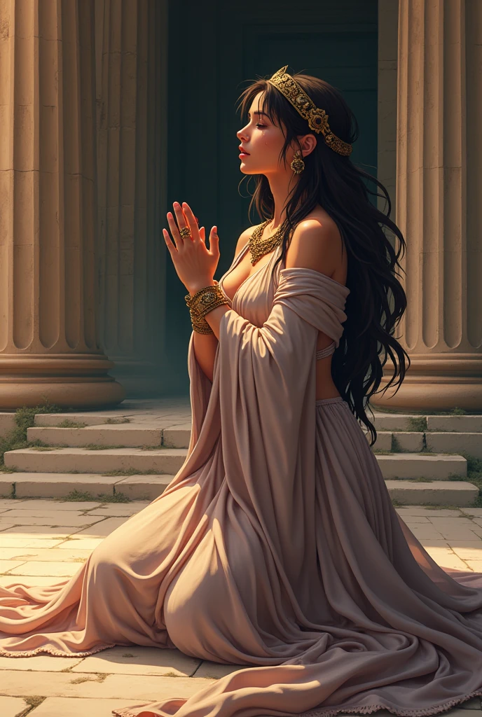 Ancient Greece, (アニメ), Queen of Thebes, praying and crying.    