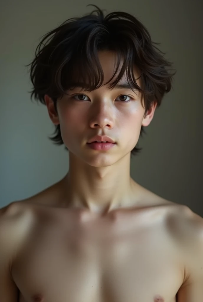 Handsome young innocent looking white age boy with no cloth