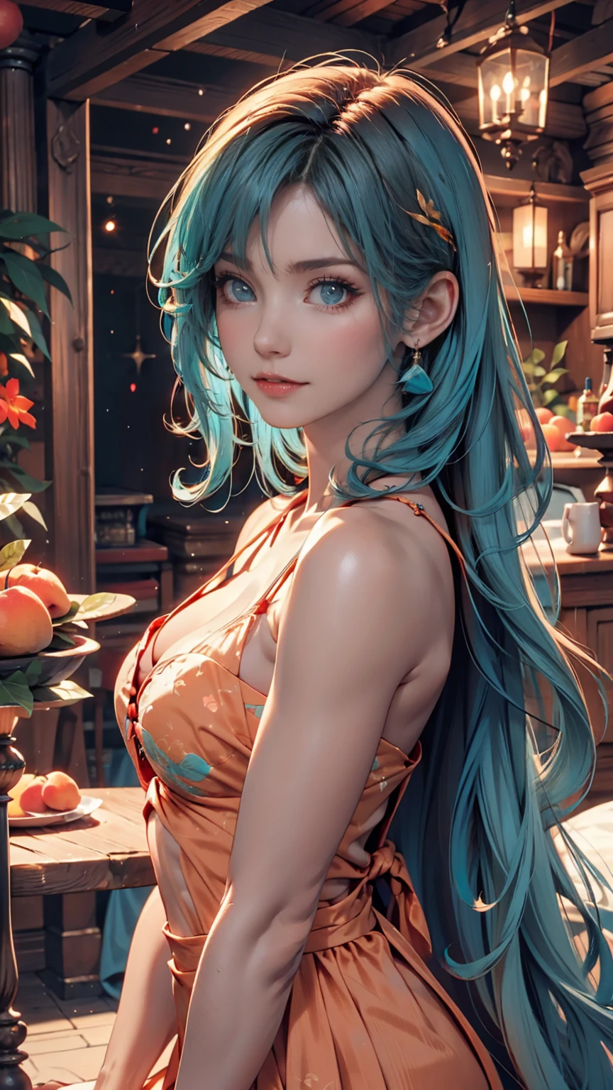 Light blue hair, Turquoise Eyes, Long eyelashes, Big Red Lips, Apricot-colored eyes, beauty, Like, Curly Hair, Princess