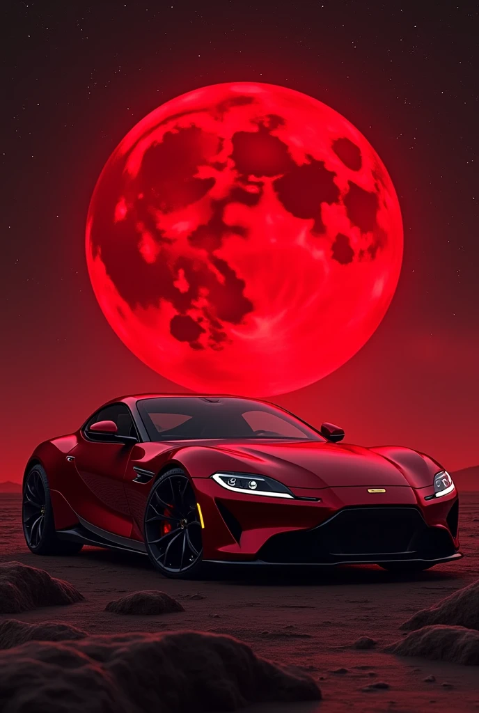 Red car with red moon