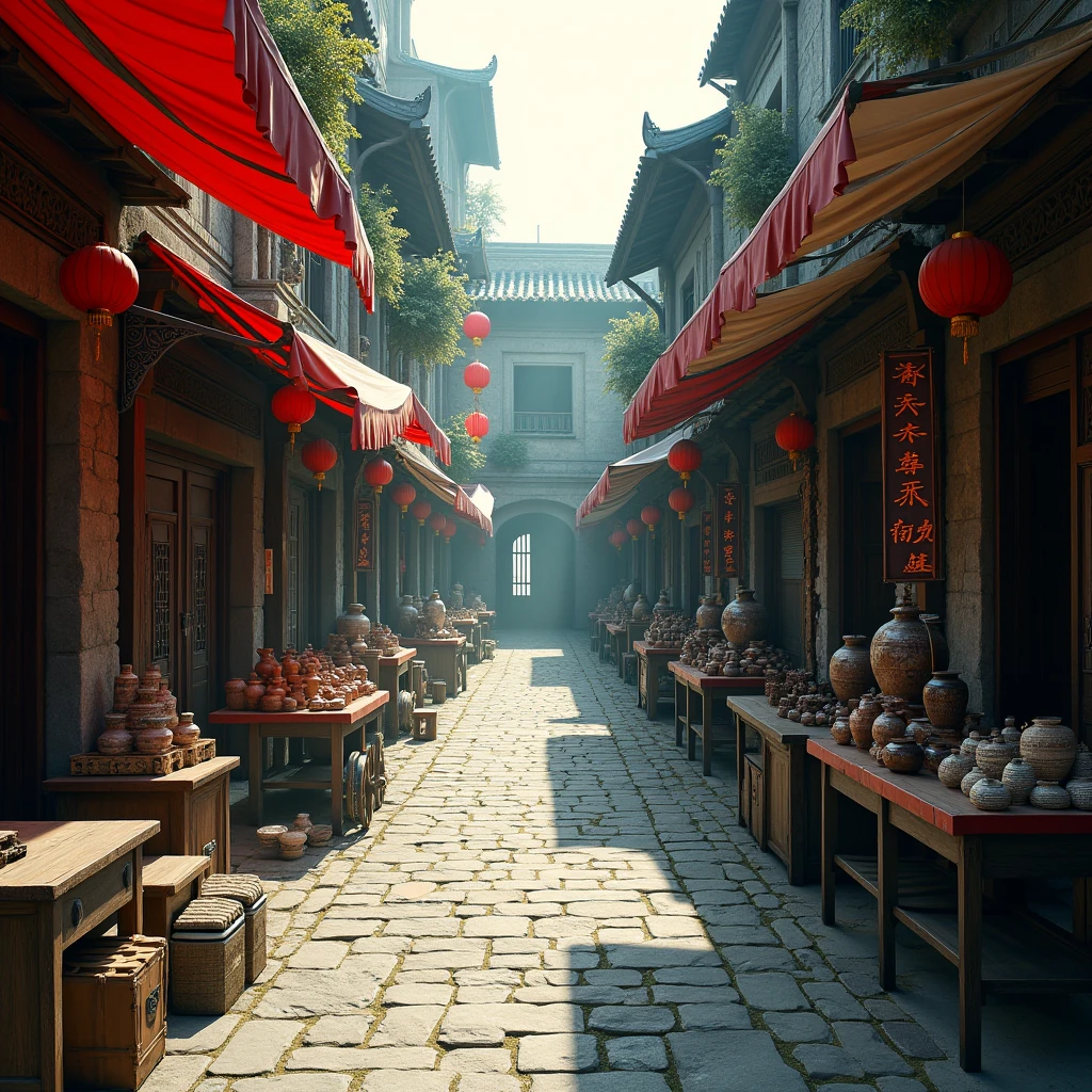 best quality,masterpiece,Ultra-high resolution,(photoactual:1.4)Ancient Chinese street markets,Empty and unoccupied