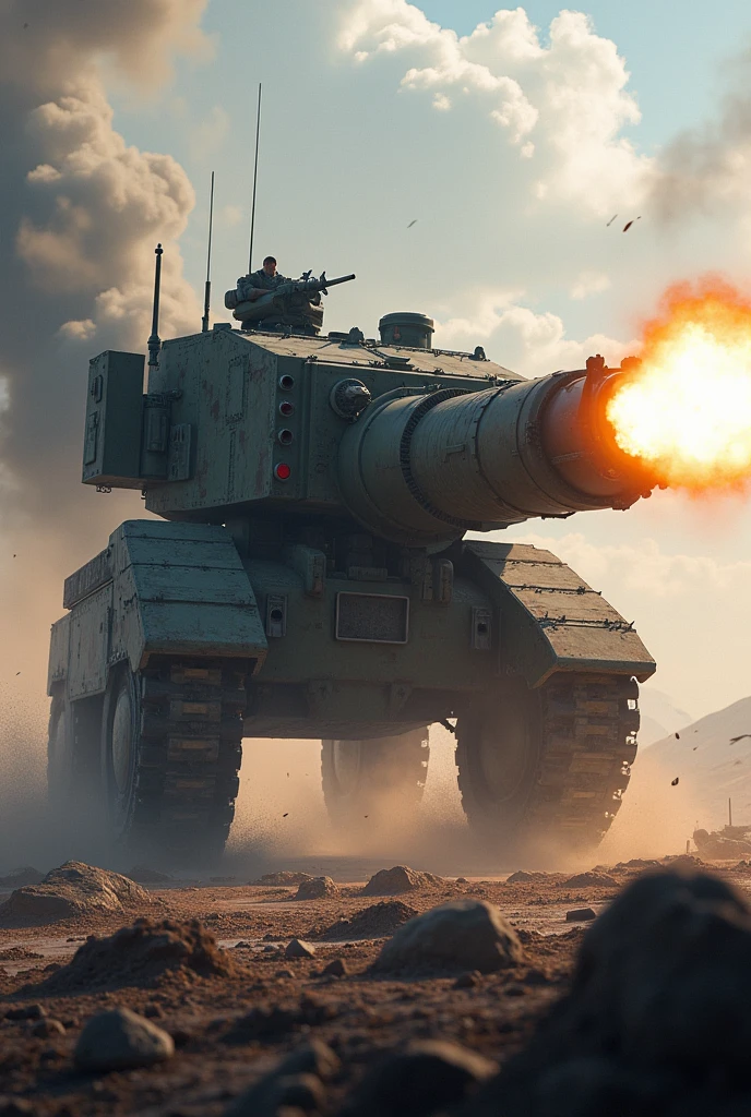 Russian Mammoth tank fires at enemy position