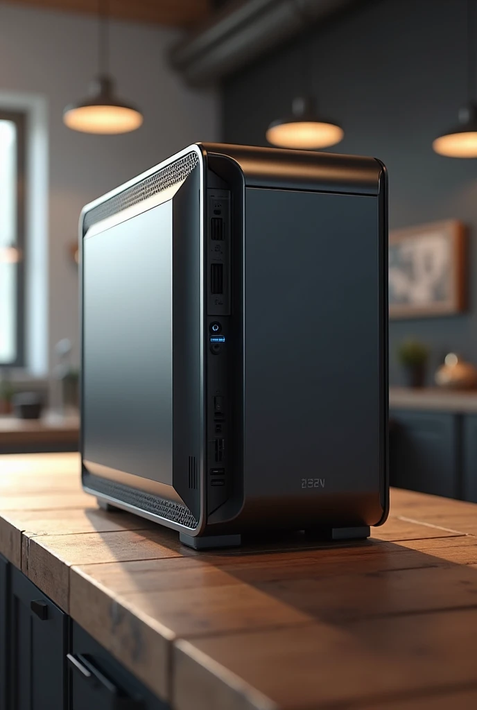 A realistic tower computer on the table